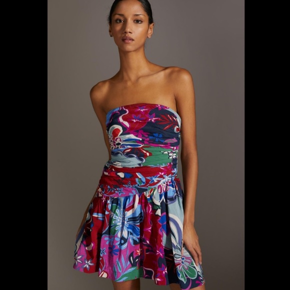 ANTHROPOLOGIE NWT Floral Lace-Up Mini Dress Size 8. - Picture 6 of 15